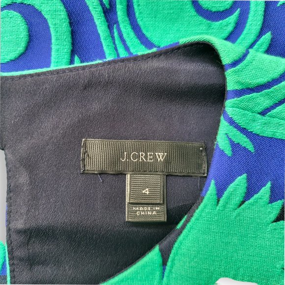 J Crew Green Blue Black A-Line Sleeveless Sheath Dress Vinyard Jacquard … - Picture 6 of 10